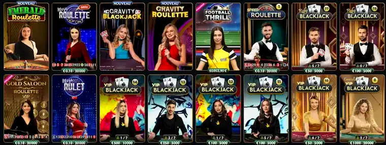 Tables de casino live diffusées en streaming vidéo