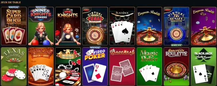 Roulette, blackjack et baccarat parmi les jeux de table proposés