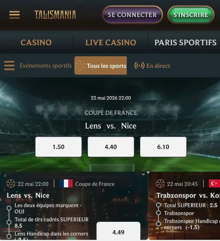 Marchés de paris sportifs consultables depuis un smartphone